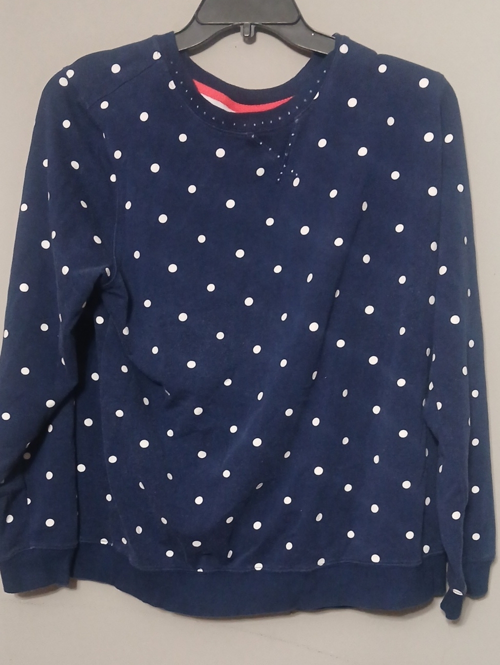St. John's Bay Navy and White Polka Dot Crewneck Sweater